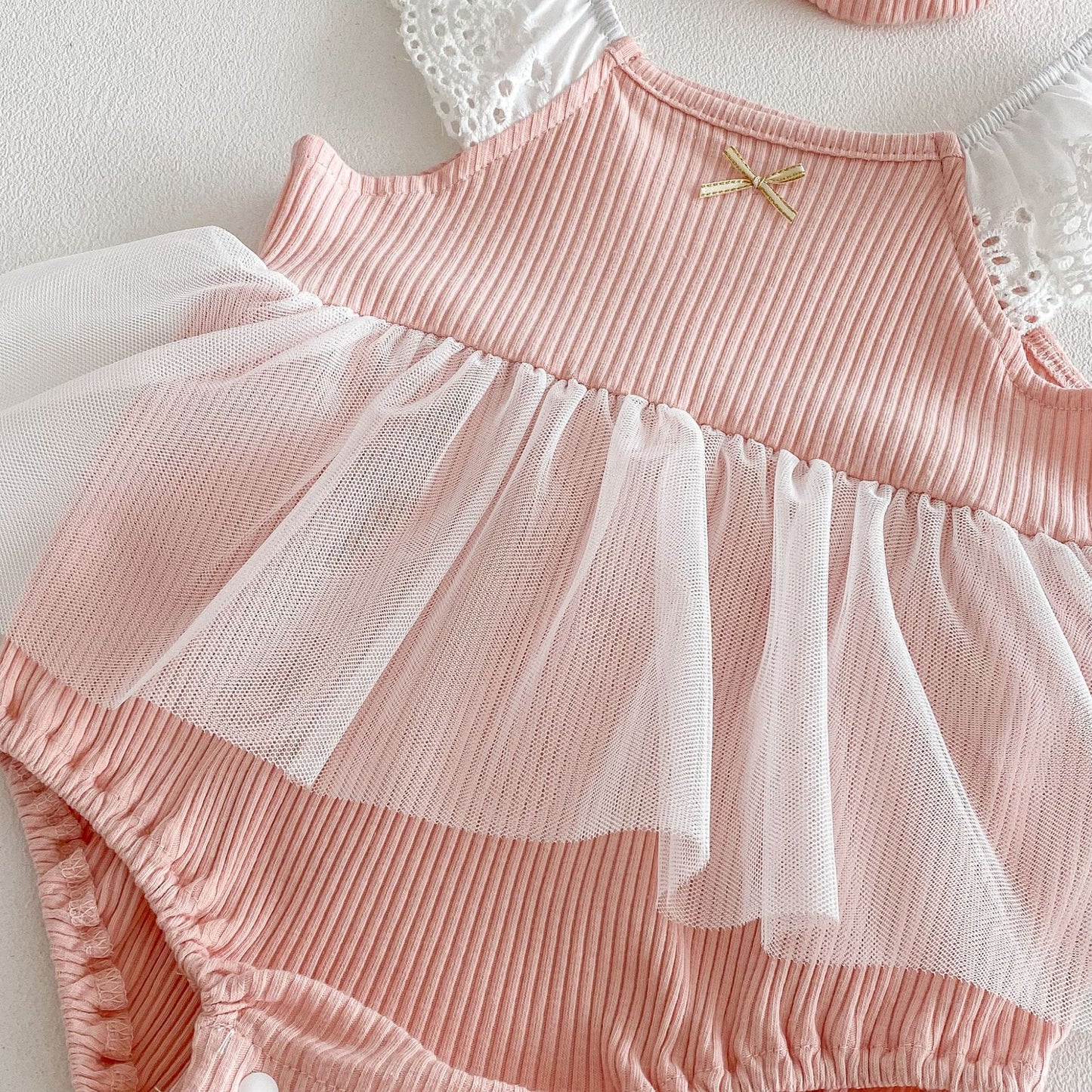 Arabella Blush Baby Girls Romper with Headband
