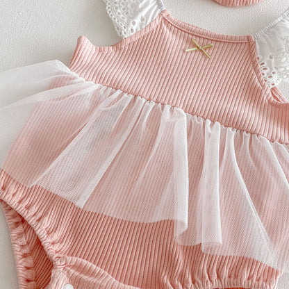 Arabella Blush Baby Girls Romper with Headband