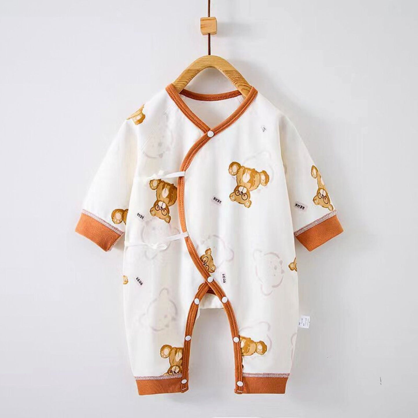 Brown Teddy Bear Baby Boys Girls Romper by Ju Ju Jam – Cozy unisex romper featuring a cute teddy bear design, perfect for baby boys and girls.