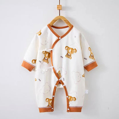 Brown Teddy Bear Baby Boys Girls Romper by Ju Ju Jam – Cozy unisex romper featuring a cute teddy bear design, perfect for baby boys and girls.