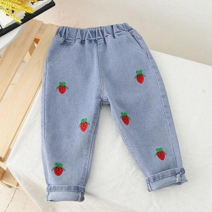 Sweet Strawberry Baby Girls Denim Jeans