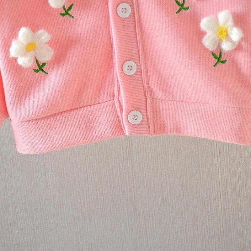 Ju Ju Jam Girls Sweater with Bright Blossom Pattern, offering a cheerful and warm option for your little one’s wardrobe.