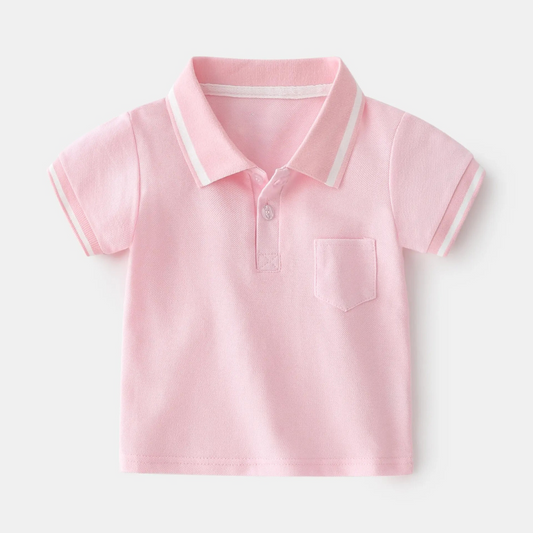 Classic Pink Collared Neck Boys T-shirt