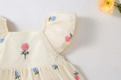Elegant Embroidered Baby Girls Romper with Hairband