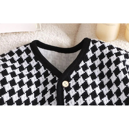 Smart Checkered Cardigan by Ju Ju Jam, designed with a classic checkered pattern and soft fabric for a comfortable, stylish look for girls.