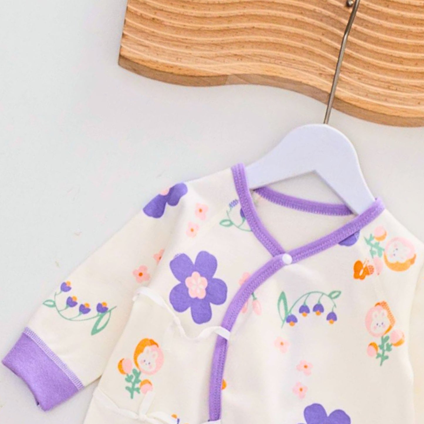 Ju Ju Jam Lavender Bloom Baby Romper for girls, featuring a beautiful lavender color and delicate floral patterns for a charming look.