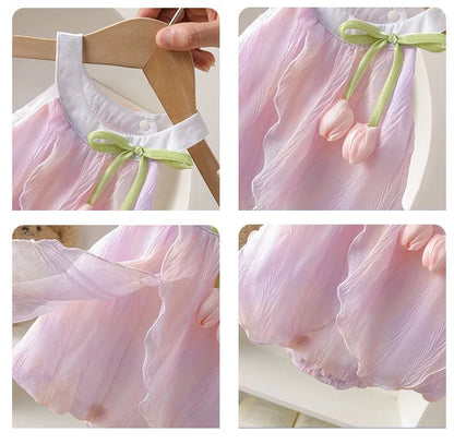 Colourful Ombre Baby Girls Tulip Romper Dress