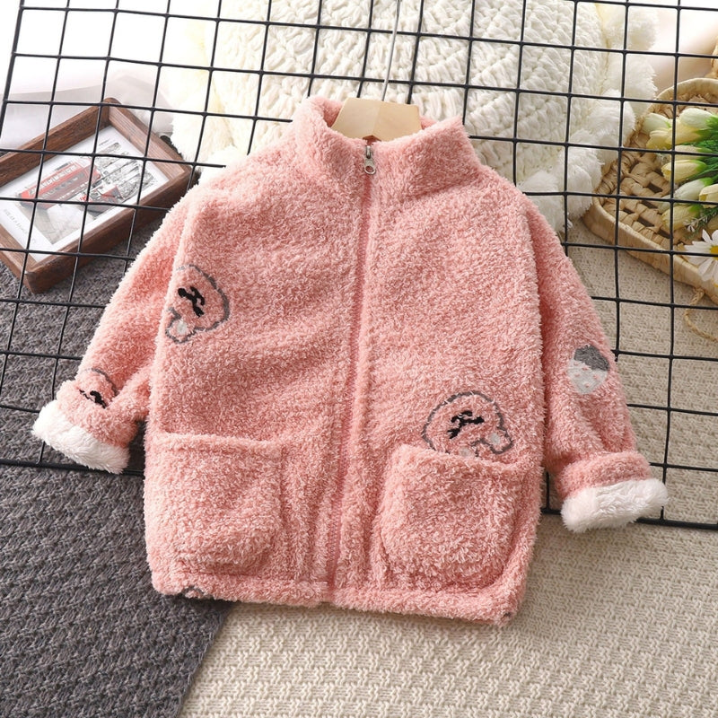 Ju Ju Jam’s Fuzzy Bear Warm Fleece Jacket for girls – soft, warm, and perfect for chilly days.