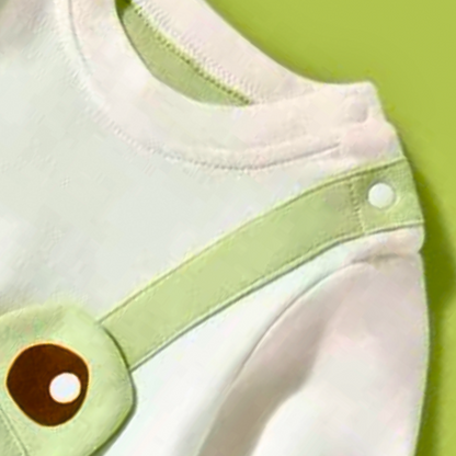 Ju Ju Jam baby romper with cartoon frog – cute and cozy romper for boys and girls.


