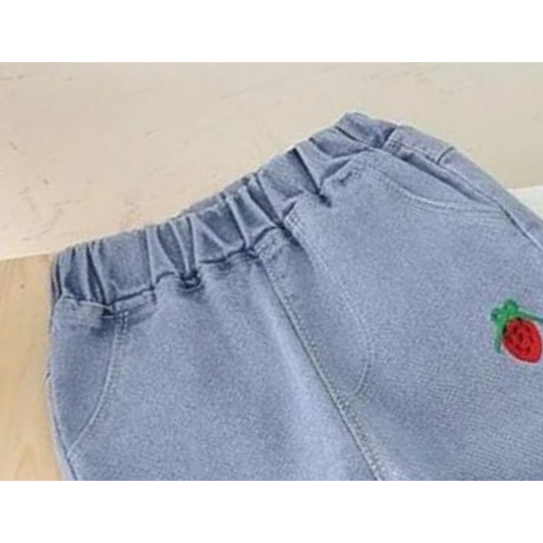 Sweet Strawberry Baby Girls Denim Jeans