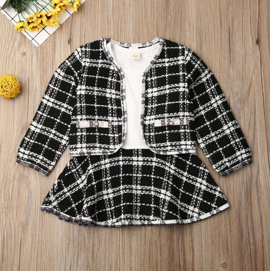 Ju Ju Jam Black Fall Plaid Dress with Jacket: Elegant and Stylish Kids' Outfit