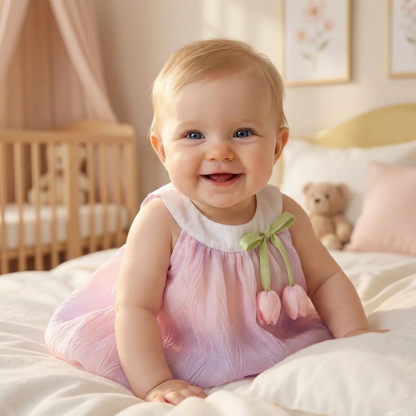 Colourful Ombre Baby Girls Tulip Romper Dress