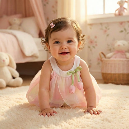Colourful Ombre Baby Girls Tulip Romper Dress