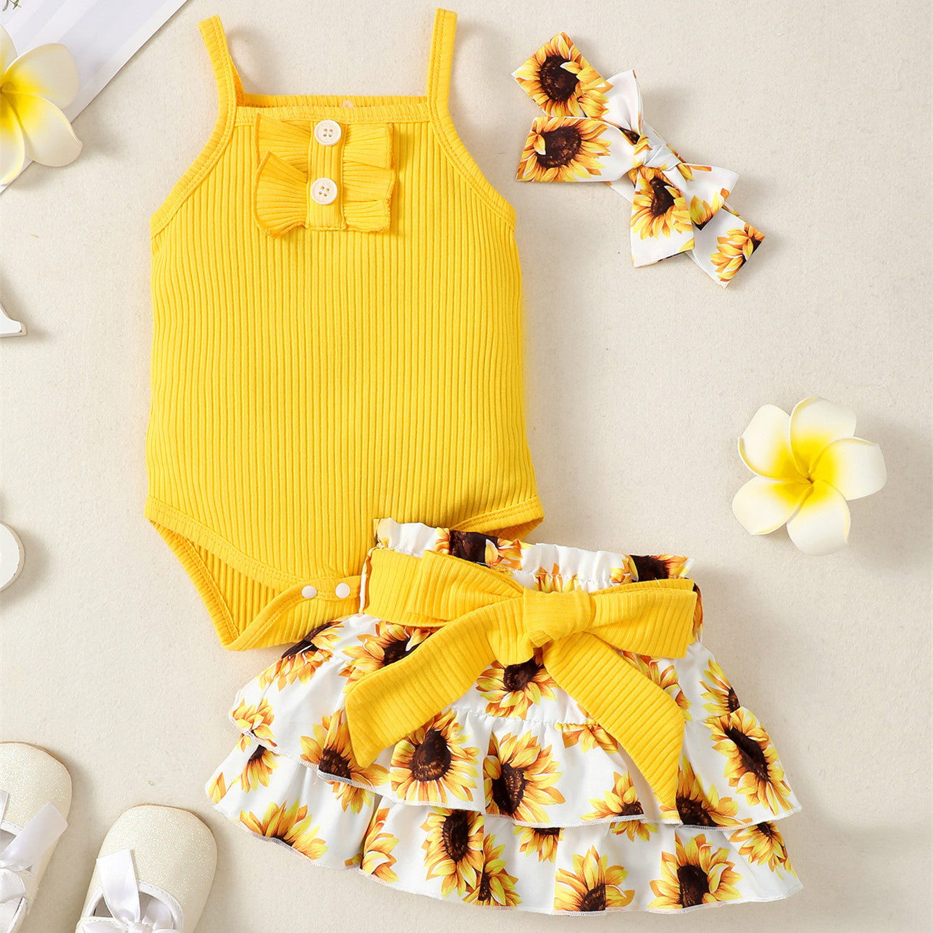 Ju Ju Jam Yellow Romper with Skirt Set: Adorable Baby and Kids Fashion