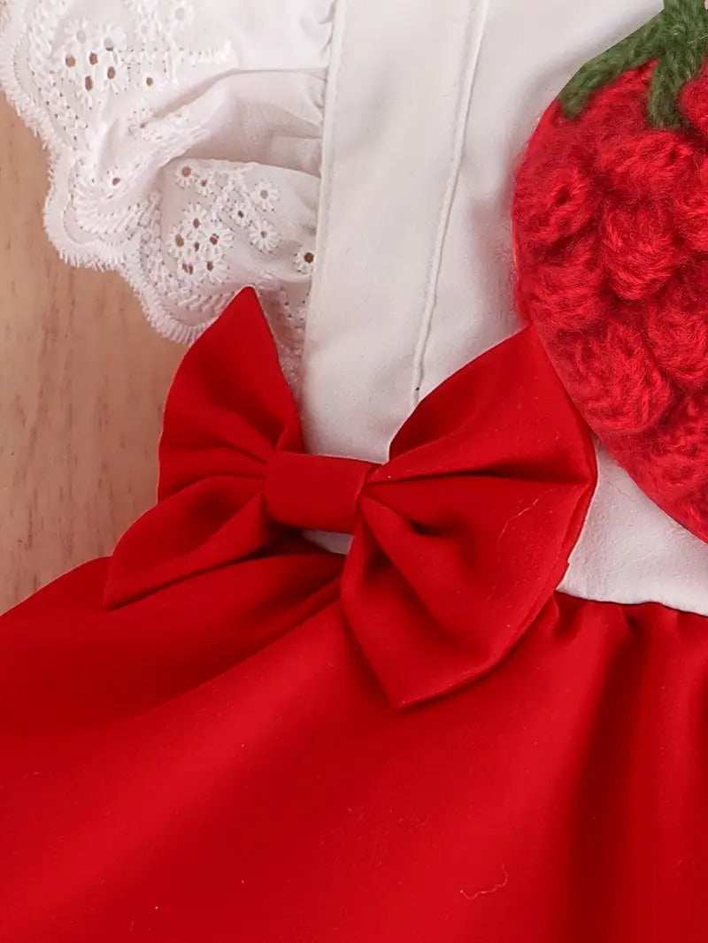Ju Ju Jam fruity-themed red romper dress for baby girls

