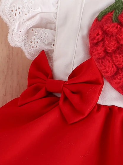 Ju Ju Jam fruity-themed red romper dress for baby girls

