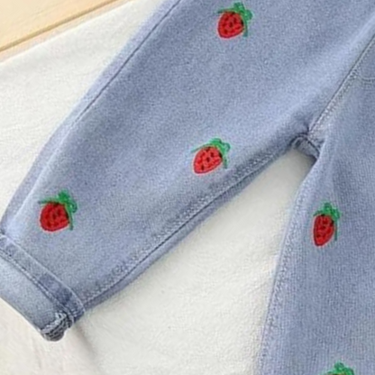 Sweet Strawberry Baby Girls Denim Jeans