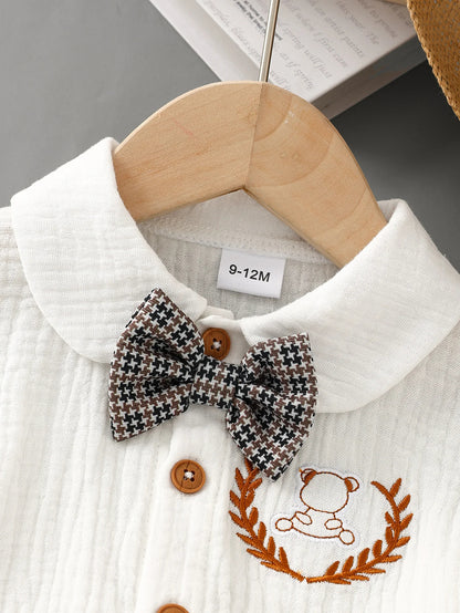 Checkered Baby Boys Party Outfit with Bow