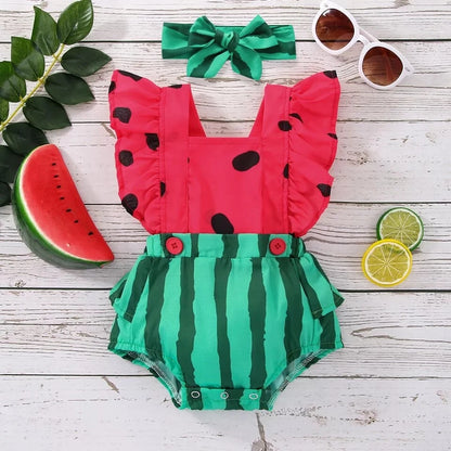 Little Melon Baby Girls Romper with Headband