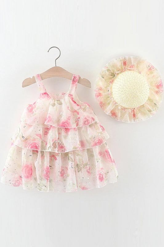Inaya Baby Girls Pastel Flair Dress with Hat