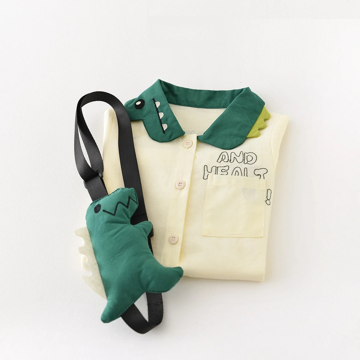Aiden Dino Baby Boys Romper with Sling Bag