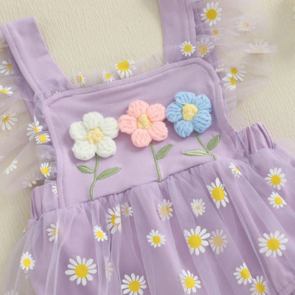 Ju Ju Jam Purple Wonder romper dress for baby girls with frill design