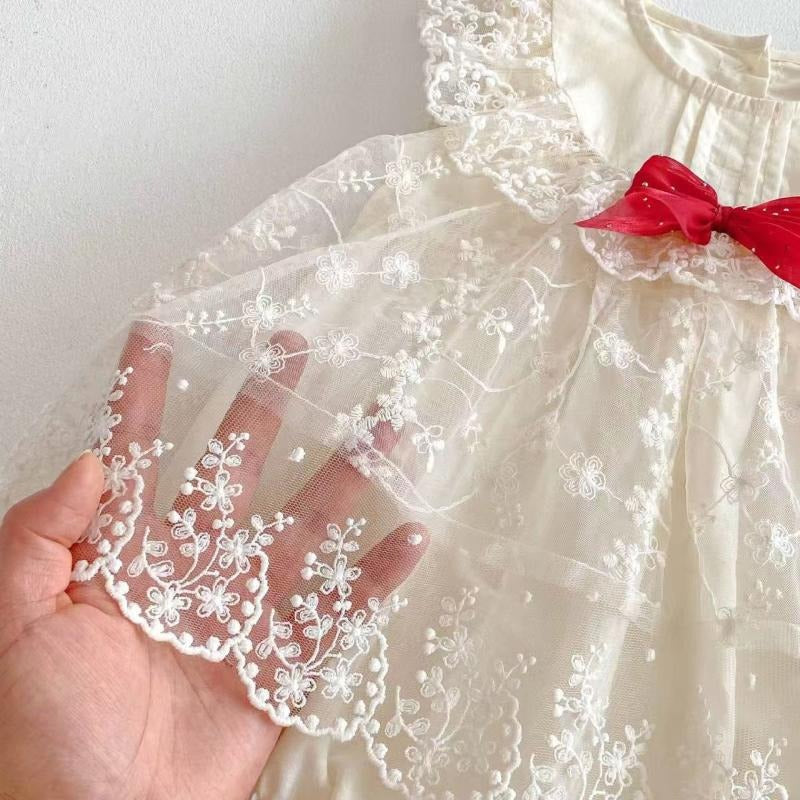 Red Bow Baby Girls Romper Dress