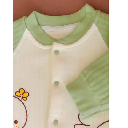 Unisex baby romper with cute duckling prints by Ju Ju Jam, crafted for cozy and stylish wear for baby boys and girls.