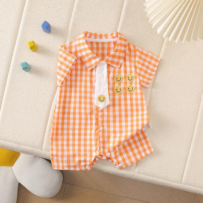 Tie & Checks Baby Boys Romper