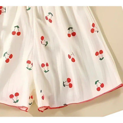 Ju Ju Jam Cherry Sweet Girls Lounge Wear Set, crafted with soft fabric and a charming cherry print for a cozy feel.