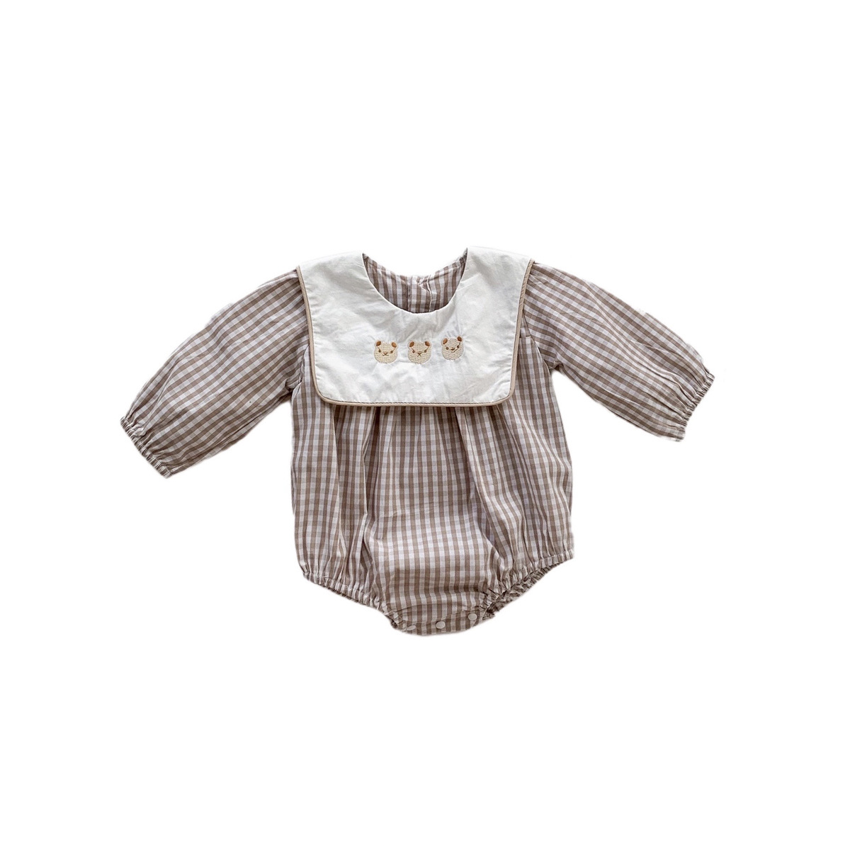 Comfortable Baby Romper with Classic Plaid Detailing