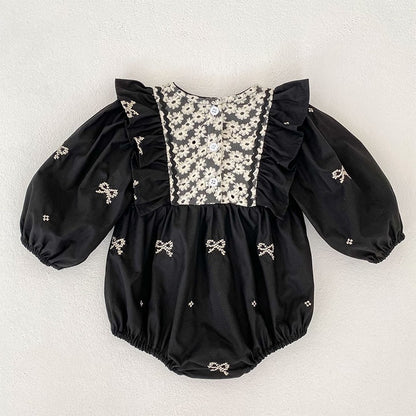 Bow Grace Baby Girls Embroidered Romper