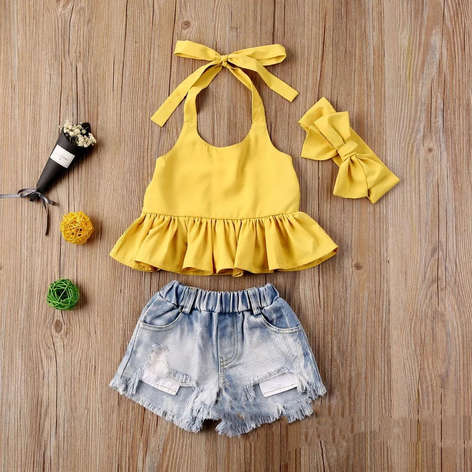 Stylish Halter Neck Top with Shorts and Bow for Girls by Ju Ju Jam - Fashion-forward Look