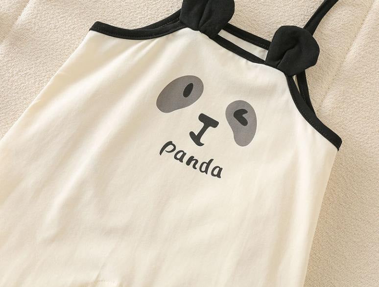 Panda Sleeveless Baby Girls Romper