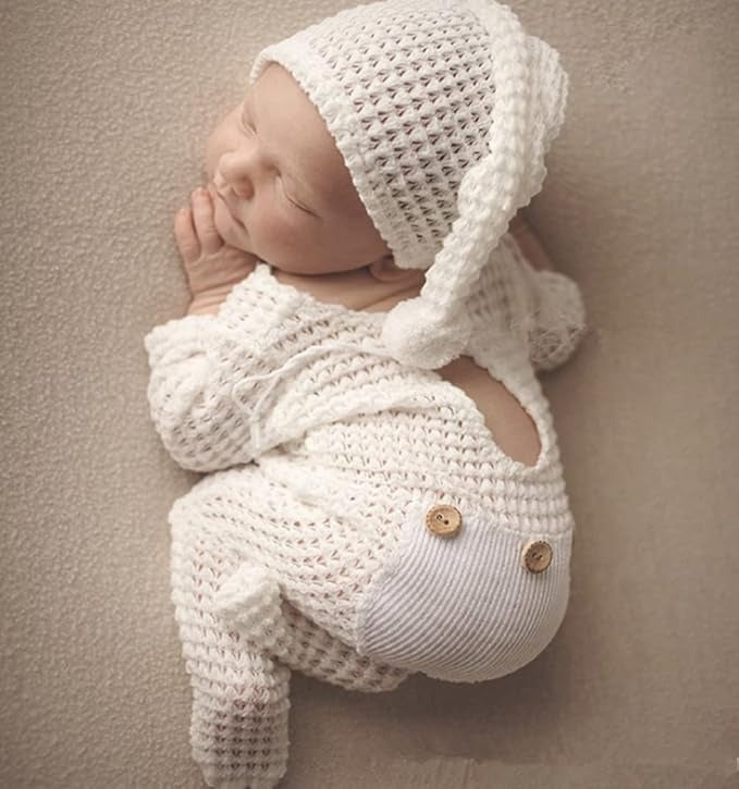 Newborn Baby Photoshoot Jumpsuit with Hat