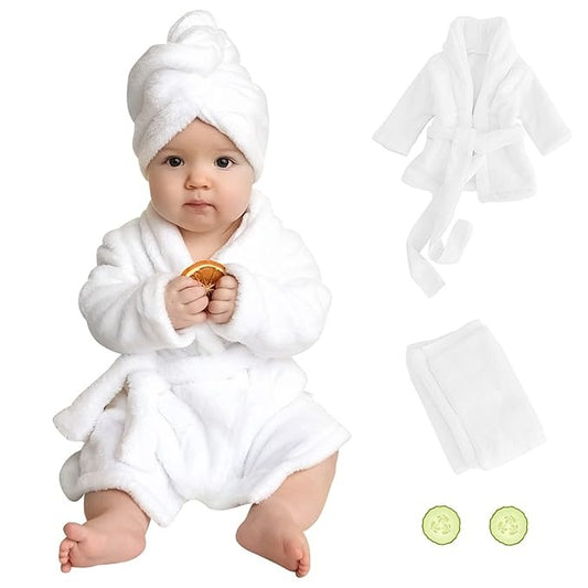 Little Luxe Baby Boys Girls Bath Robe with Head Towel