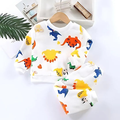 Vibrant Dino Girls and Boys Co-ord Set featuring playful dinosaur prints, perfect for fun and style from Ju Ju Jam.