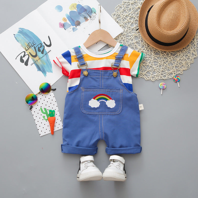 Ju Ju Jam Rainbow Fine Striped Jumpsuit Set for Babies and Kids