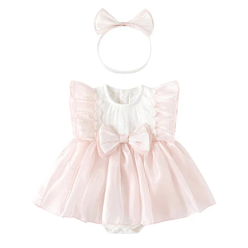 Elegant Bloom Baby Girls Romper Dress Set
