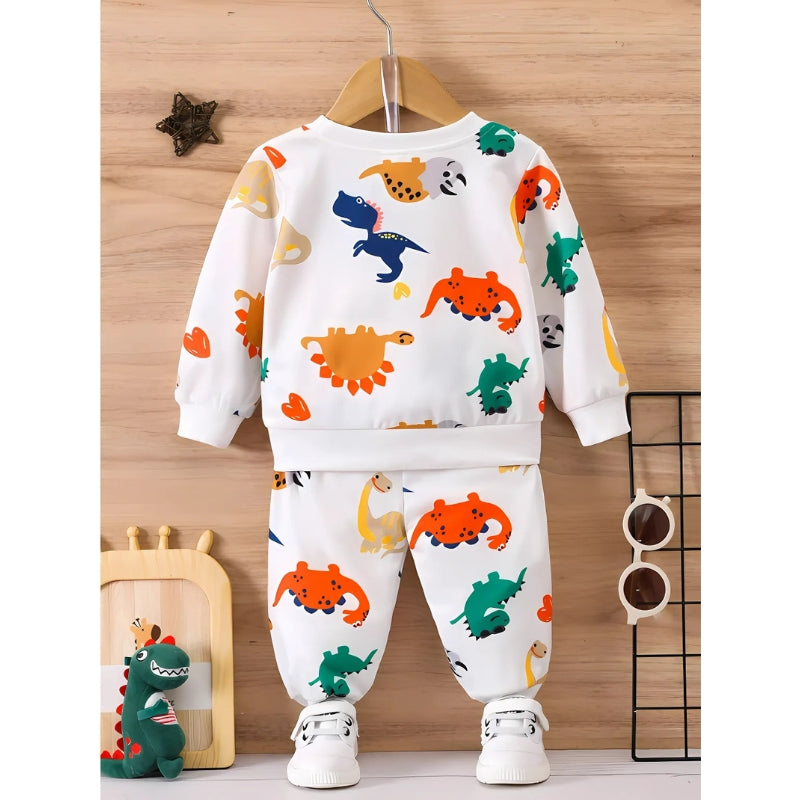 Charming and lively Vibrant Dino Girls and Boys Co-ord Set, crafted for comfort and play at Ju Ju Jam.