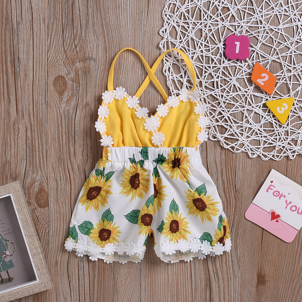 Ju Ju Jam's Sunflower Lace Jumpsuit for adorable kids