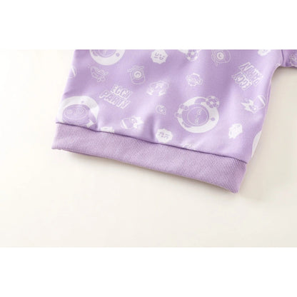 Little Duckling Lavender T-shirt by Ju Ju Jam, styled on a hanger to showcase its relaxed fit for kids.