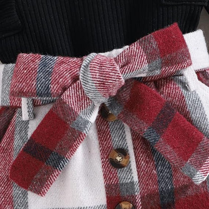 Ju Ju Jam's Trendy Red Plaid Skirt and Top Outfit for Little Ones