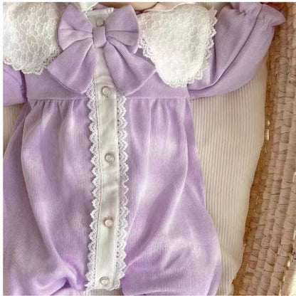 Ju Ju Jam Lavender Baby Girls Romper with Cap – A soft and cozy outfit, combining style and comfort for your baby girl.