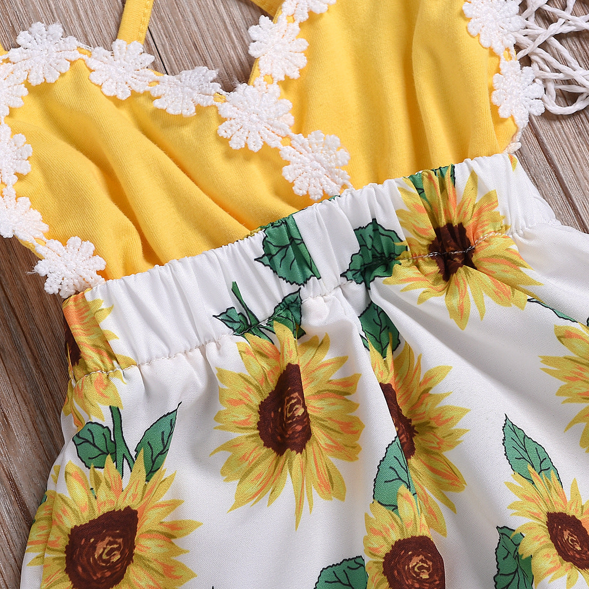 Stylish children's clothing: Ju Ju Jam's Sunflower Lace Jumpsuit