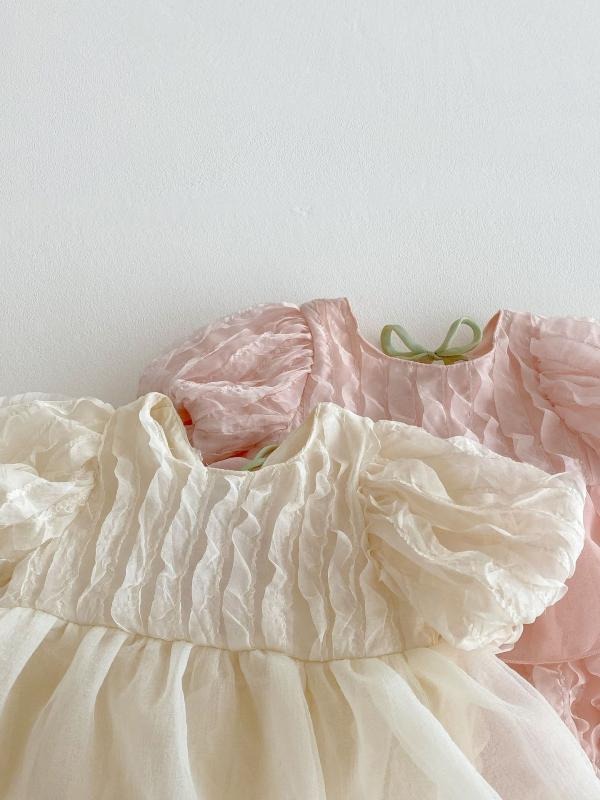 3D Tulips Baby Girls Lace Romper Dress