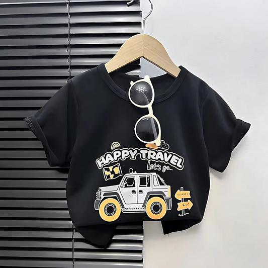 Happy Travel Vibes Boys and Girls T-Shirt