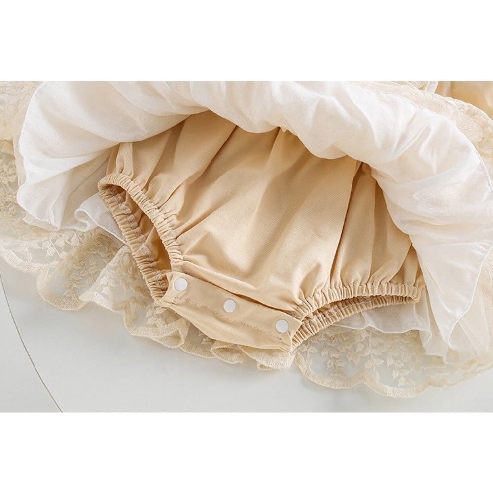  Ju Ju Jam baby girl outfit – Amber lace romper dress and cute hairband for newborns and toddlers.