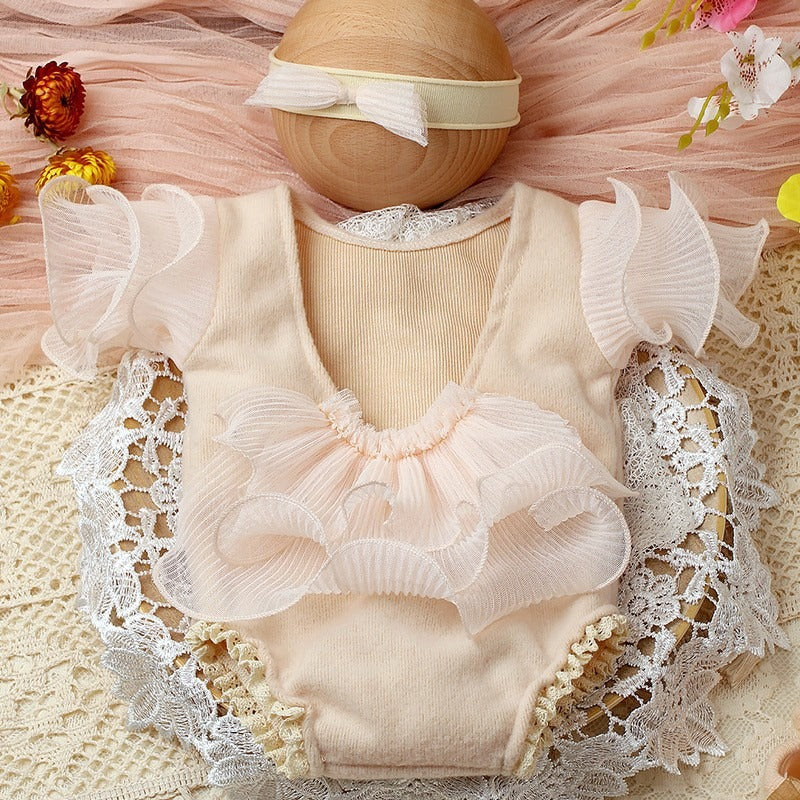 Ju Ju Jam baby girl lace romper set perfect for photoshoots and special occasions

