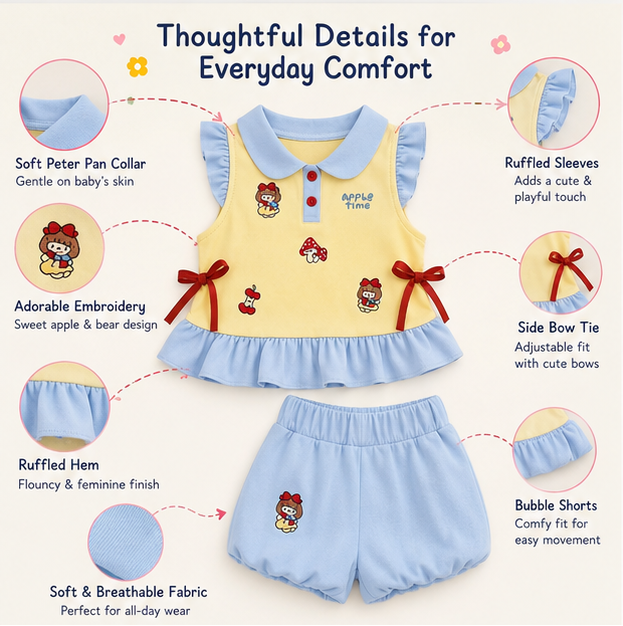 Lily Sweet Days Baby Girls Shorts Co-Ord Set